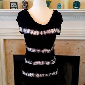 INC International Concepts Black & White Top with Iridescent Sequins Perfect!!